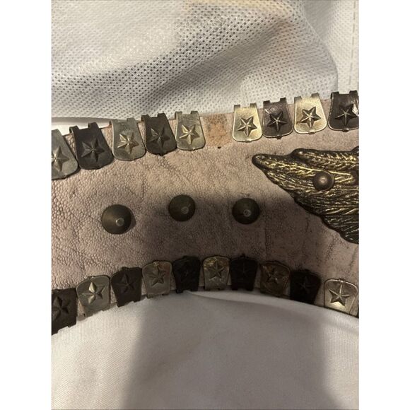Jose Cotel Authentic Beige Taupe Bronze Stud Eagle Leather Metal Waist Belt